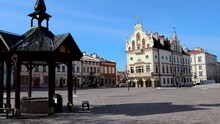 Well And Town Hall On Old Town Market Square Of Rzeszow, Poland, 4k