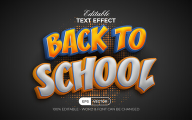 Wall Mural - Back to school text effect style. Editable text effect vector illustration.