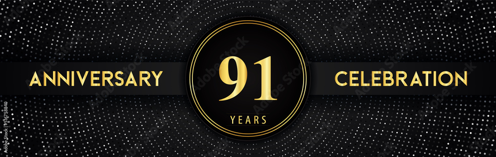 91 years anniversary celebration with circle frame and dotted line ...