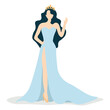 Vector illustration of beauty queen pageant winner on white background