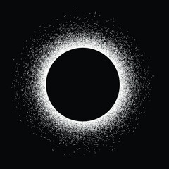 Wall Mural - Solar eclipse .Star and moon in space. Futuristic landscape, with noise texture . 
 .Vector illustration