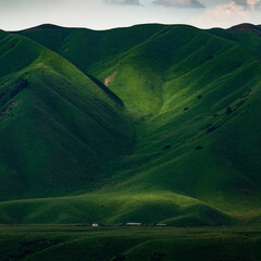 Sticker - sunlight and shadow on mountains 