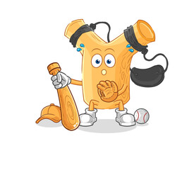 Sticker - slingshot baseball Catcher cartoon. cartoon mascot vector