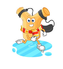 Sticker - slingshot ice skiing cartoon. character mascot vector