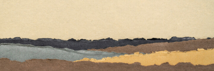 Wall Mural - abstract landscape in earth pastel tones - a collection of handmade rag papers, web banner