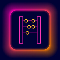 Poster - Glowing neon line Abacus icon isolated on black background. Traditional counting frame. Education sign. Mathematics school. Colorful outline concept. Vector