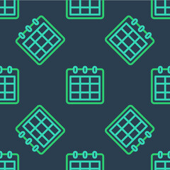 Sticker - Line Calendar icon isolated seamless pattern on blue background. Event reminder symbol. Vector