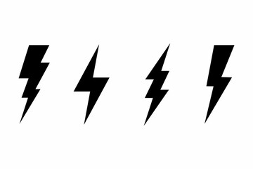 Lightning lightning bolt icon illustration set vector Black design symbol isolated on white background. Electric lightning sign. Dangerous abstract concept and power illustration.