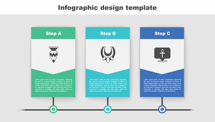 Sticker - Set Egyptian vase, necklace and Cross ankh. Business infographic template. Vector