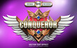 Conqueror Game Badge with Editable text effect