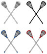 © ATerra - Crossed Lacrosse Stick with Mesh Clipart Set - Outline, Silhouette and Color