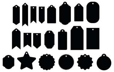 Wall Mural - Gift Tag Label Templates Clipart Set - Silhouette Stamps with Holes