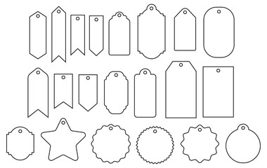 gift tag label templates clipart set - outlines with holes