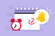 Reminder in calendar. Calendar deadline, event notification push message. Alert for business planning, events, reminder, daily schedule, appointment, important date. Notice of important schedule date