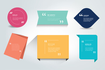 Quote frames with text templates set. Box frame vector.