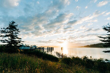 Wide View Of The Anacortes Ferry Terminal At Sunrise