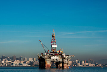 Oil Drilling Platform in Guanabara Bay in Rio de Janeiro, Brazil