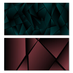 Abstract polygonal pattern. Set of two dark gradient polygonal backgrounds. Background design, cover, postcard, banner, wallpaper