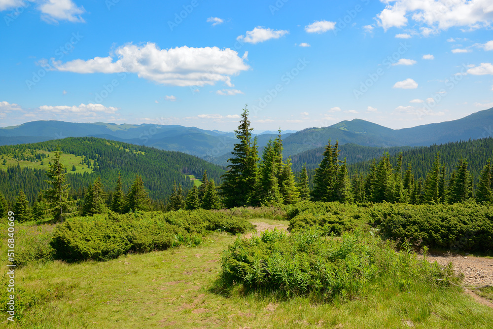 Beautiful mountain landscape and blue sky with white clouds. Stock ...
