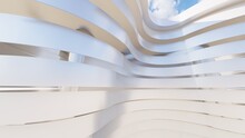 3d Render Futuristic Architecture Background Metallic Stripes Of Building Facade