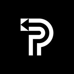 Poster - Letter P arrow negative space logo design