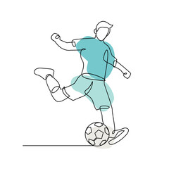 Continuous line Illustration football ball vector design