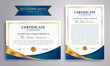 © Graphics Theme - Blue and gold certificate of appreciation border template with luxury badge and modern line pattern. For award, business, and education needs.