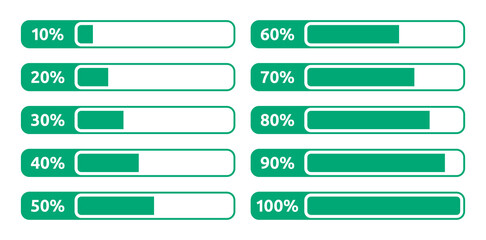 Poster - Percentage progress bar collection isolated on white background.
