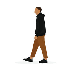 Wall Mural - Young male character walking on white background