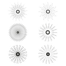 Fireworks Sun Icon. Retro Sun Icon. Vector Illustration. Stock Image. 