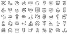 Set of thin line public transportation Icons. Vector illustration