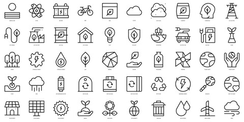 Wall Mural - Set of thin line ecology Icons. Vector illustration