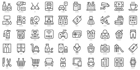 Wall Mural - Set of thin line mall Icons. Vector illustration