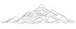 One line mountains landscape. Panoramic mountain range with snowy peak continuous outline vector illustration