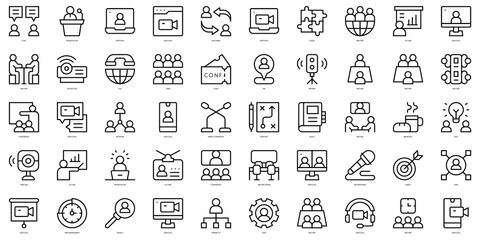 Set of thin line conference Icons. Vector illustration