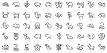 Set Of Thin Line Animals Icons. Vector Illustration