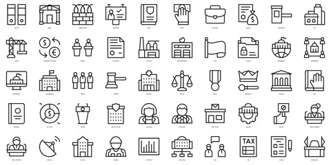 Set of thin line government Icons. Vector illustration