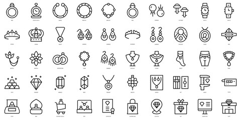 Wall Mural - Set of thin line jewelry Icons. Vector illustration