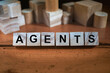 Agents Word Written In Wooden Cube