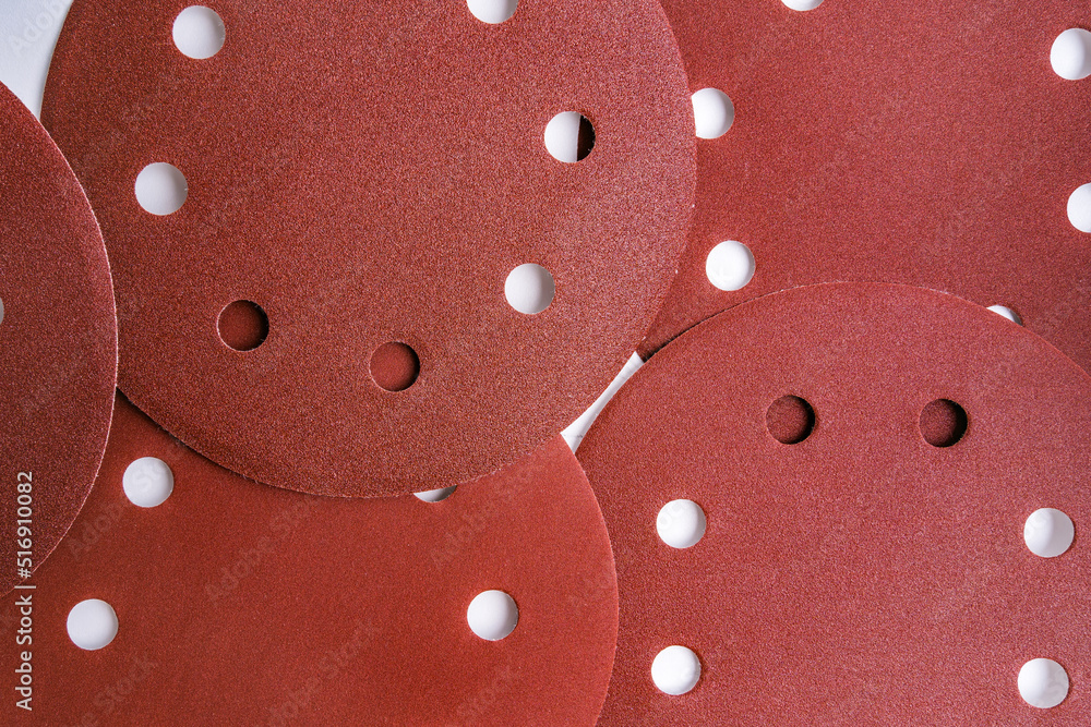 Sandpaper Rounded Many Round sandpaper discs with Velcro, top view Stock Photo | Adobe Stock