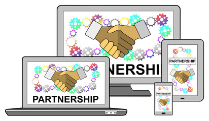 Sticker - Partnership concept on different devices