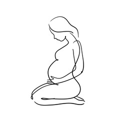 Pregnant woman silhouette, stylized vector symbol.