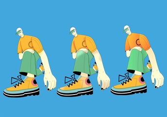 Vector flat illustration with low angle shot and with grain texture.