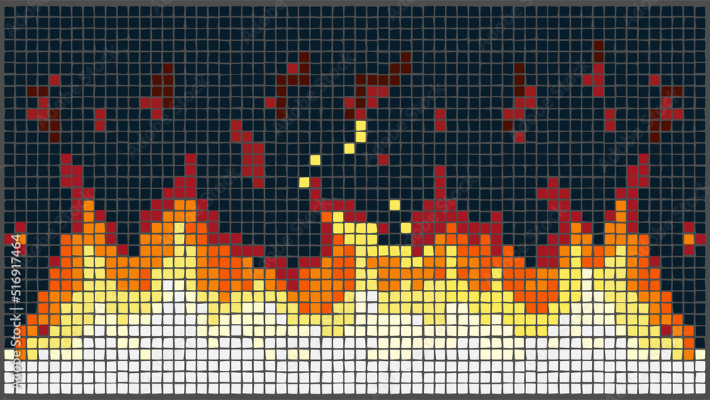 fire flame burning pixel art. Vector illustration Stock Vector | Adobe ...