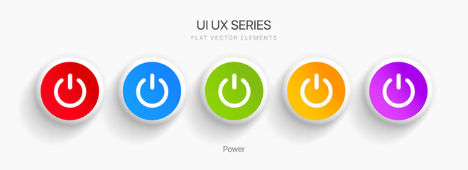 Leinwandbilder - Flat style circle start icon and power button. Shut down symbol. On off icon. 