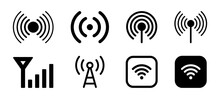 Wi-Fi, Wireless Connection Symbol Vector, Antenna Signal Icon Set.