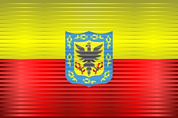 Wall Mural - Shiny Flag of the City of Bogota - Illustration, 
Three dimensional flag of Bogota