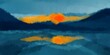 © Laura Bustos - Fondo abstracto con textura de acuarela. Paisaje abstracto moderno, impresión. Colores azules, dorados, naranjas y amarillos