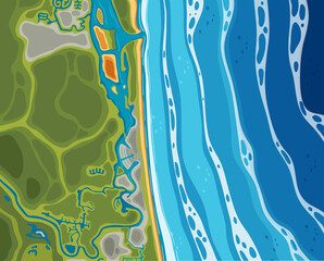 Sticker - Aerial view of beach coast