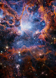 Fototapeta Kosmos - Nebula in outer space, planets and galaxy